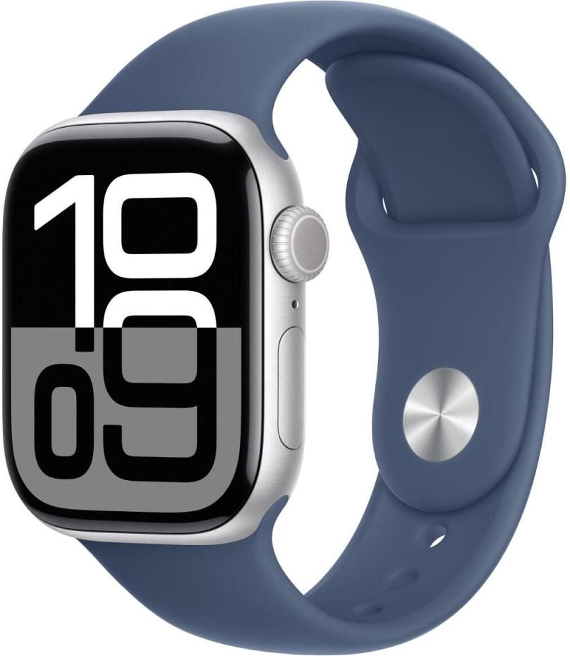 Apple Watch Series 10 Aluminiumgehäuse (GPS + Cellular) 42mm Silber (Sportarmband denim) M/L