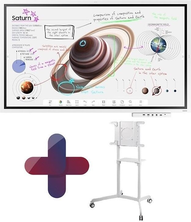 Thumbnail - Samsung Flip Pro WM55B Flipchart 138,7 cm 55 Zoll inkl. Neomounts NS-M1250 rotierbarer Rollwagen & Tray CY-TF65BBC