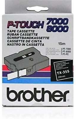 Brother Original P-Touch Farbband weiß auf schwarz (TX-355)