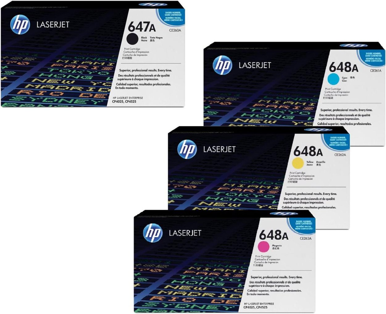 HP Original 647A/ 648A Toner 4er Set schwarz, cyan, magenta, gelb