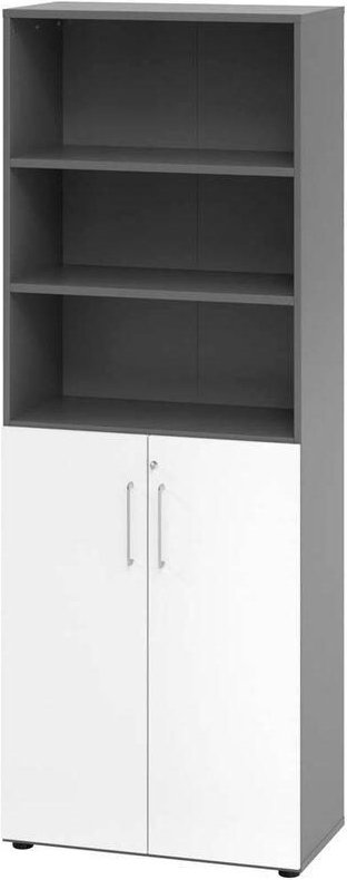 HAMMERBACHER Regalschrank 968T3, V968T3/G/W/BS grafit, weiß