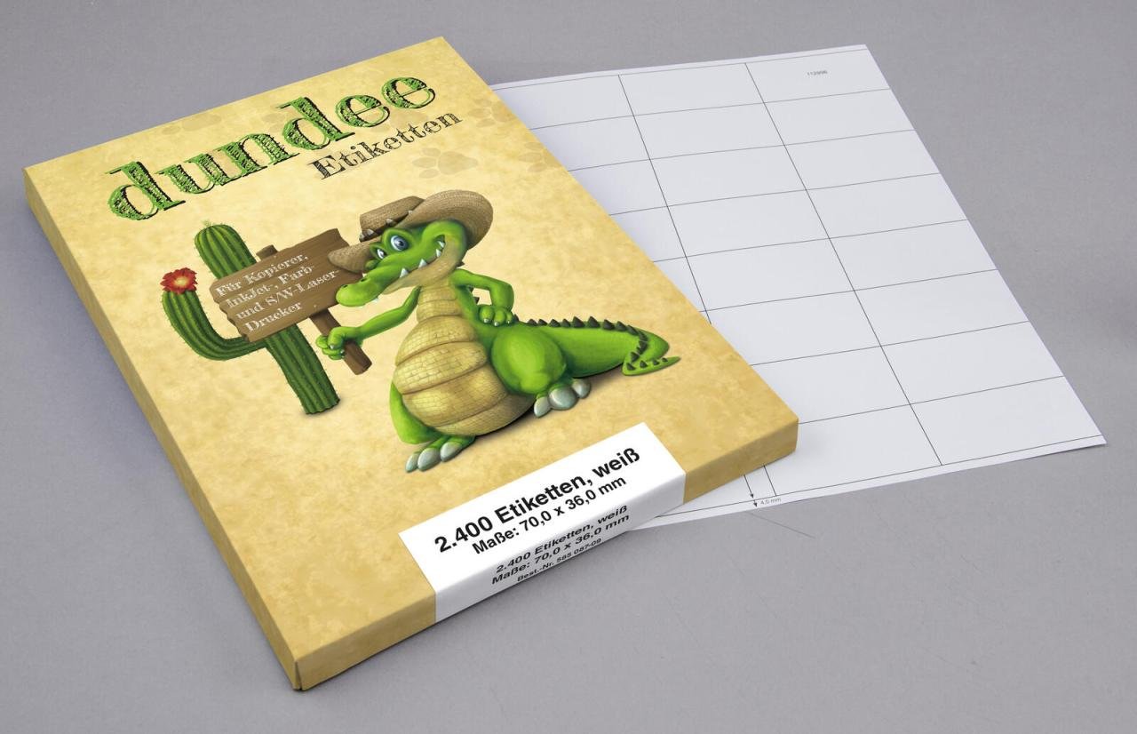 Thumbnail - dundee Etiketten D585087 weiß 70,0 x 36,0 mm