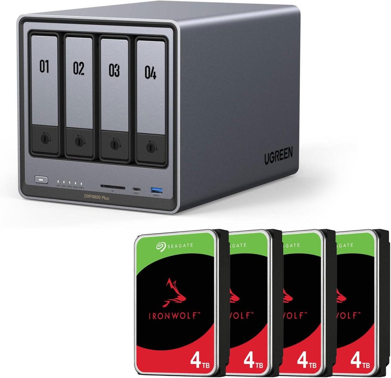 0 Ugreen NASync DXP4800 Plus + SEAGATE Festplatte 16 TB (4 x 4 TB)