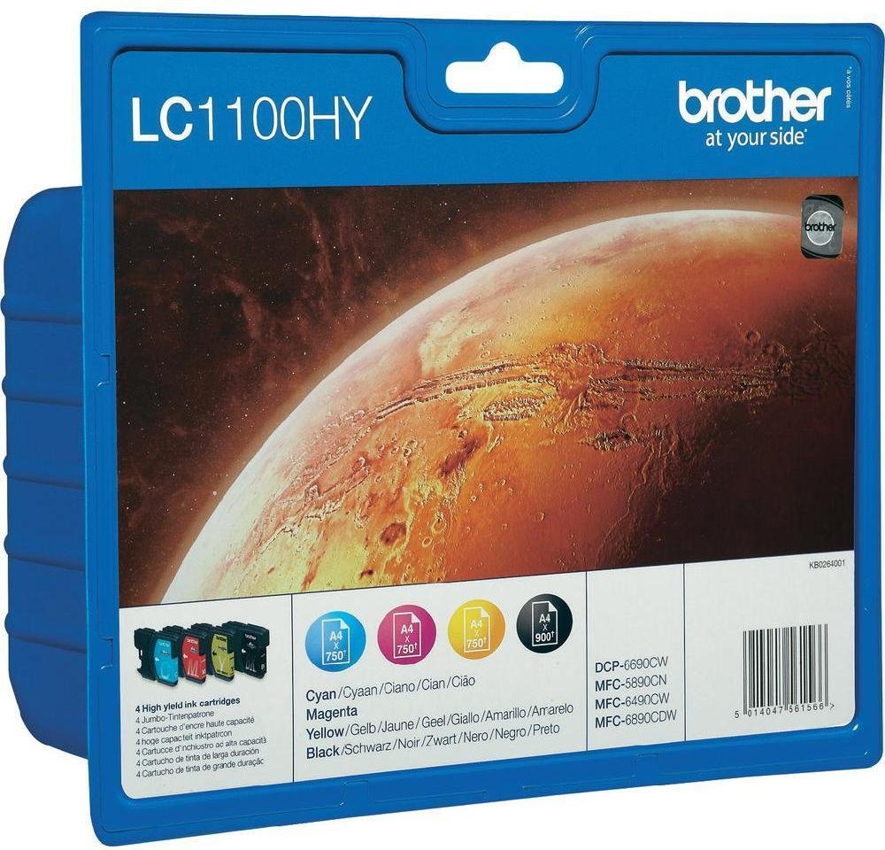 Brother Original LC-1100 Druckerpatronen 4er Multipack BK/C/M/Y (LC1100HYVALBPDR)