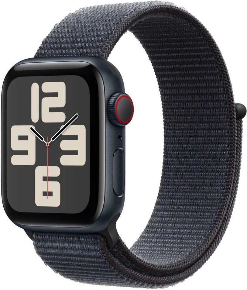 Apple Watch SE (GPS + Cellular) 40mm Aluminiumgehäuse mitternacht, Sport Loop Armband tinte
