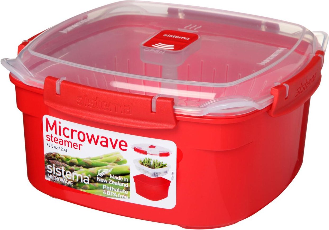 Thumbnail - sistema® Mikrowellen-Dampfgarer 10.5 cm hoch rot, transparent