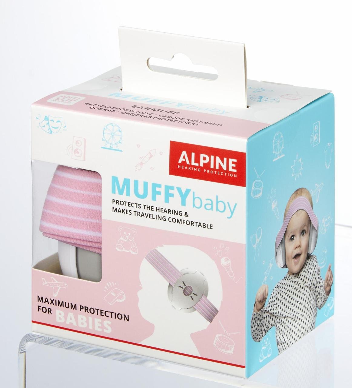 0 ALPINE MUFFYbaby Kinder-Kapselgehörschutz 23 dB rosa, weiß