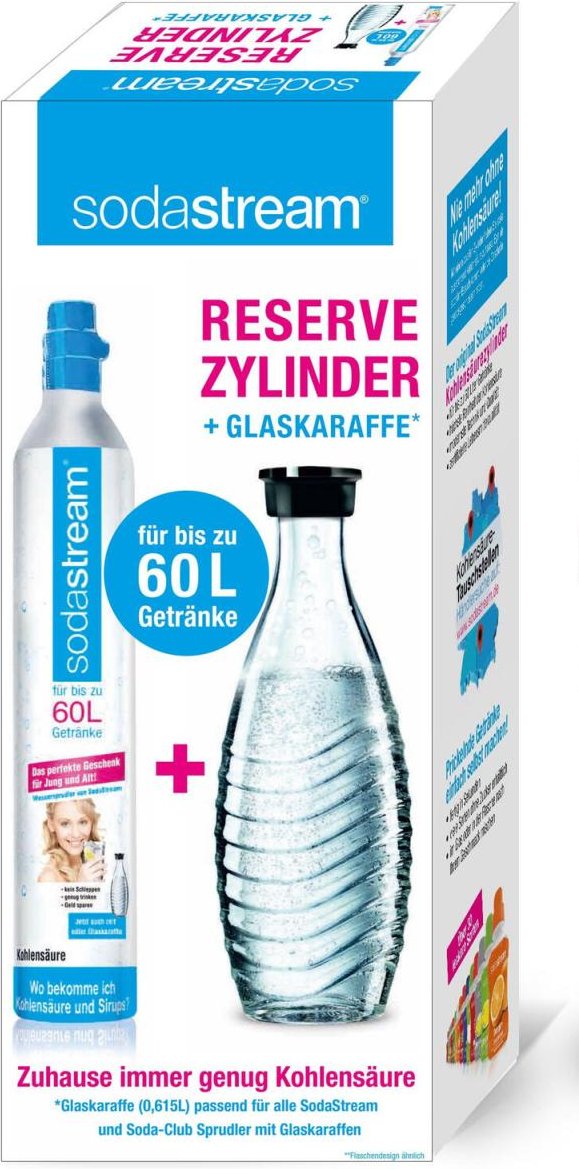 Sodastream Reservezylinder 60 L + 1 Glaskaraffe