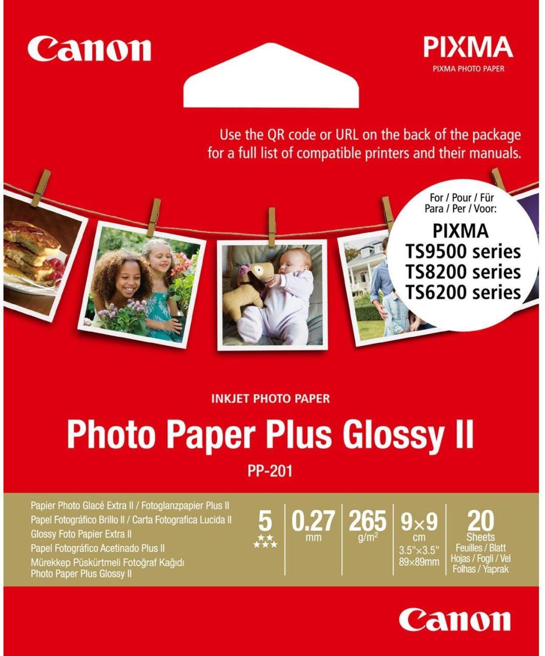 Canon PP-201 Glossy II Fotopapier Plus glänzend 89x89mm 265g/m² - 20 Blatt
