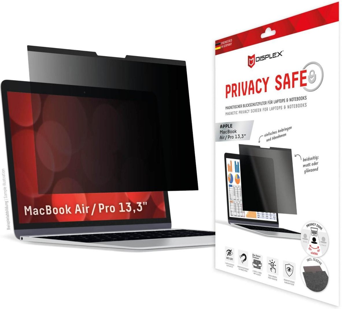 Thumbnail - DISPLEX PRIVACY SAFE Magnetischer 2-Wege Blickschutzfilter für MacBook Air/ MacBook Pro 13,3‘‘