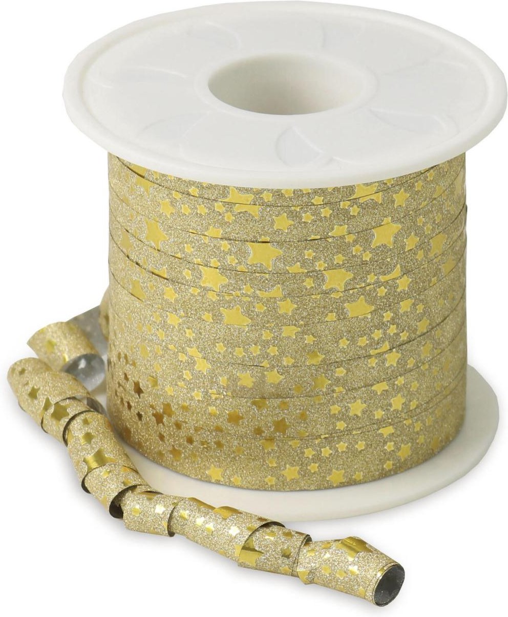 Thumbnail - PRÄSENT Geschenkband Glitter 10 mm x 100 m gold