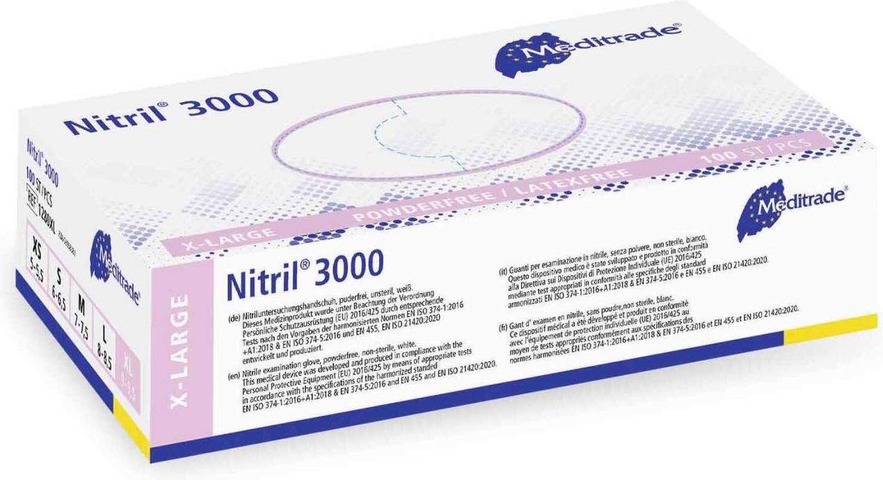 Thumbnail - Meditrade® Einmalhandschuhe Nitril® 3000 XL weiß