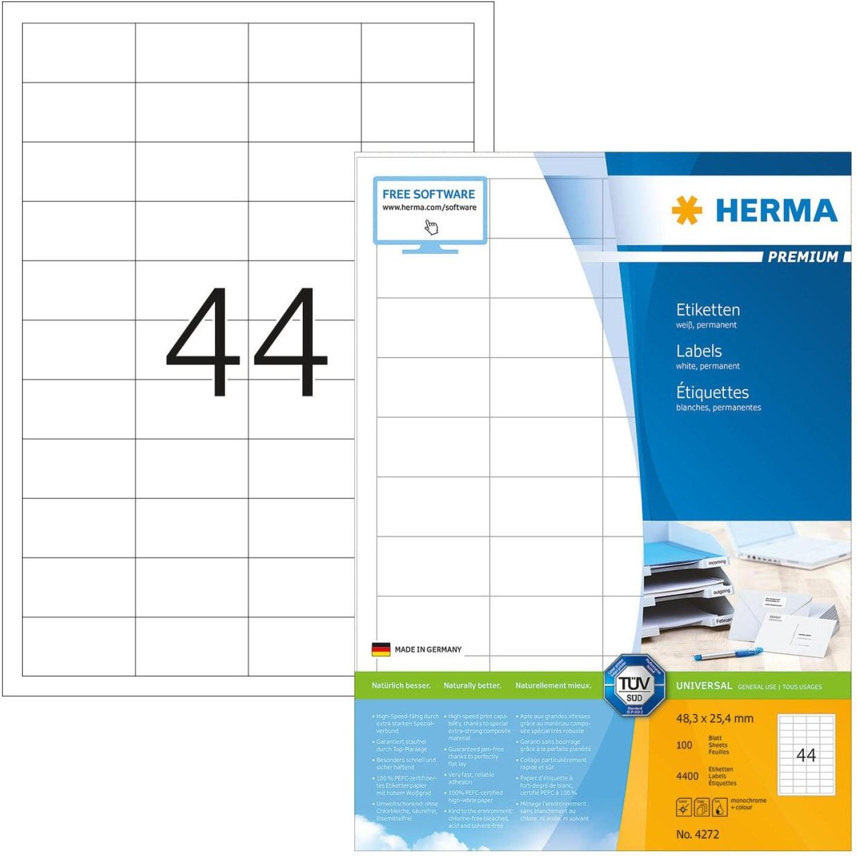 HERMA Etiketten 4272 weiß 48,3 x 25,4 mm