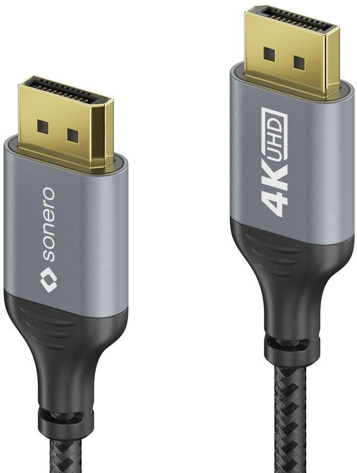 Thumbnail - Sonero DisplayPort auf DisplayPort Kabel - 4K60 - grau/schwarz - 3,00m