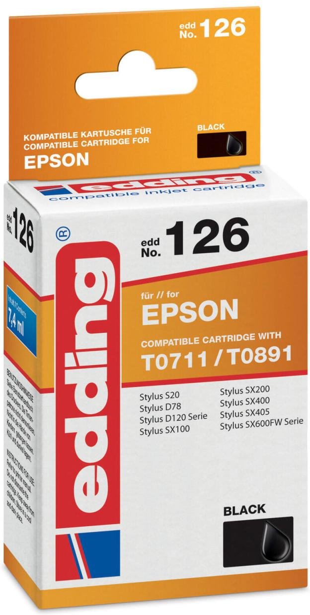 edding Druckerpatrone EDD-126 schwarz kompatibel zu EPSON T0711/T0891