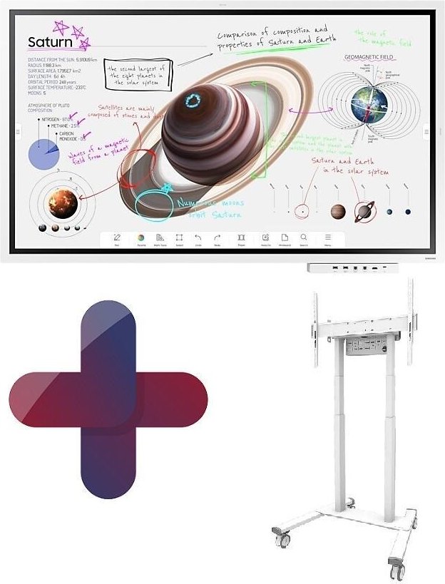 Thumbnail - Samsung Flip Pro WM65B Flipchart 165 cm 65 Zoll inkl. Neomounts FL55-875WH1 motorisierter Rollwagen & Tray CY-TF65BBC