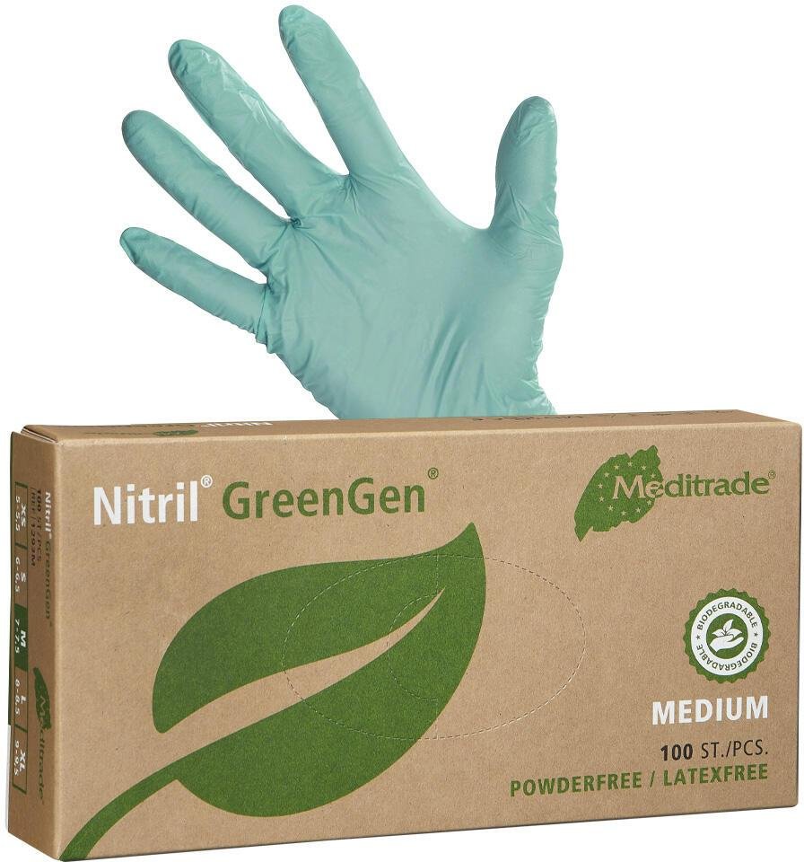 Thumbnail - Meditrade® Einmalhandschuhe Nitril® GreenGen® M grün