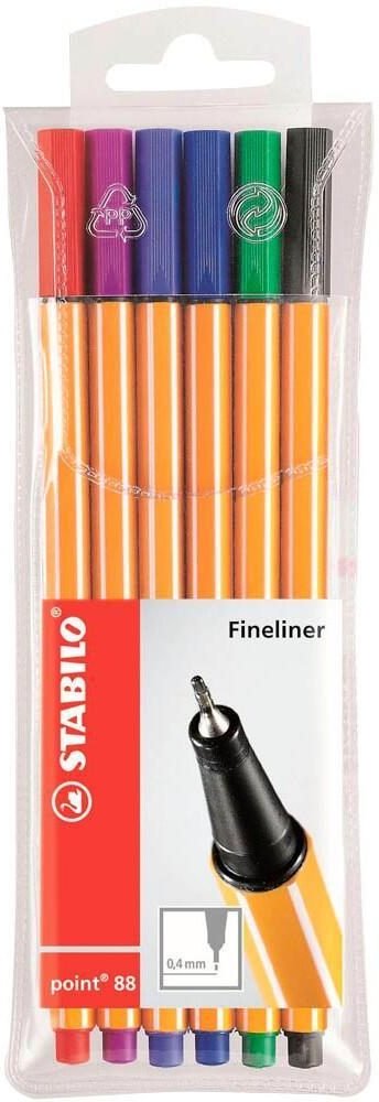 STABILO point 88 Fineliner farbsortiert 0,4 mm - 6 Stück