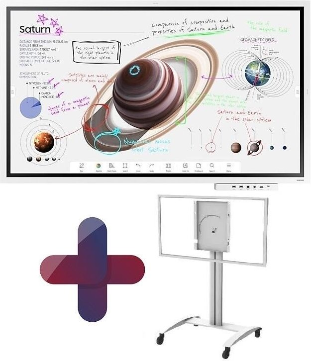 Thumbnail - Samsung Flip Pro WM65B Flipchart 165 cm 65 Zoll inkl. Peerless SR560 rotierbarer Rollwagen & Tray CY-TF65BBC