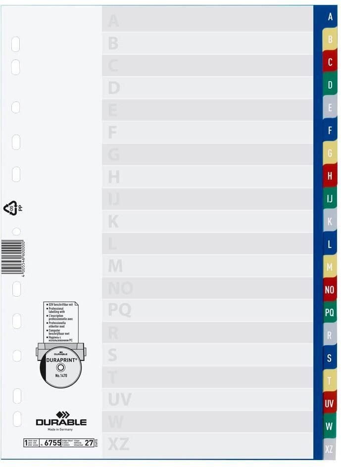 Thumbnail - DURABLE Ordnerregister Vollformat A-Z - 20-teilig