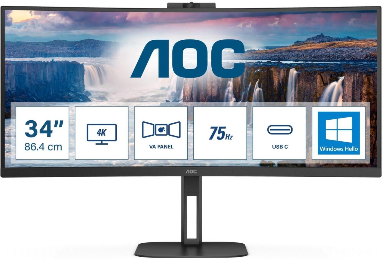 Thumbnail - AOC CU34V5CW/BK Curved Monitor 86,4 cm (34 Zoll)
