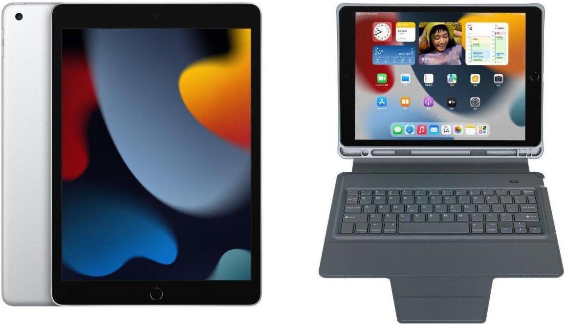 Apple iPad 9. Generation 25,9cm (10,2") 64GB silber + eSTUFF Folio Keyboard Cover