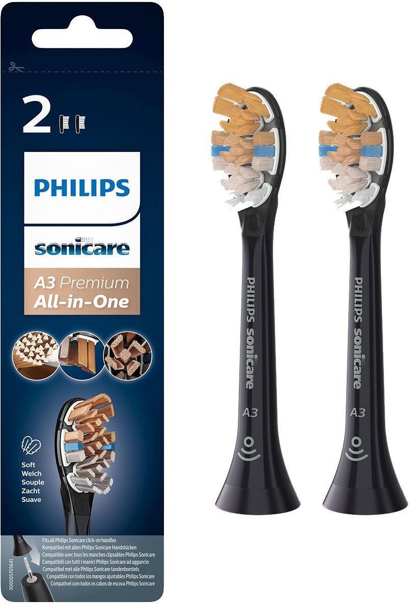 Philips A3 Premium All-in-One HX9092/11 2x Schwarze Bürstenköpfe für Schallzahnbürste