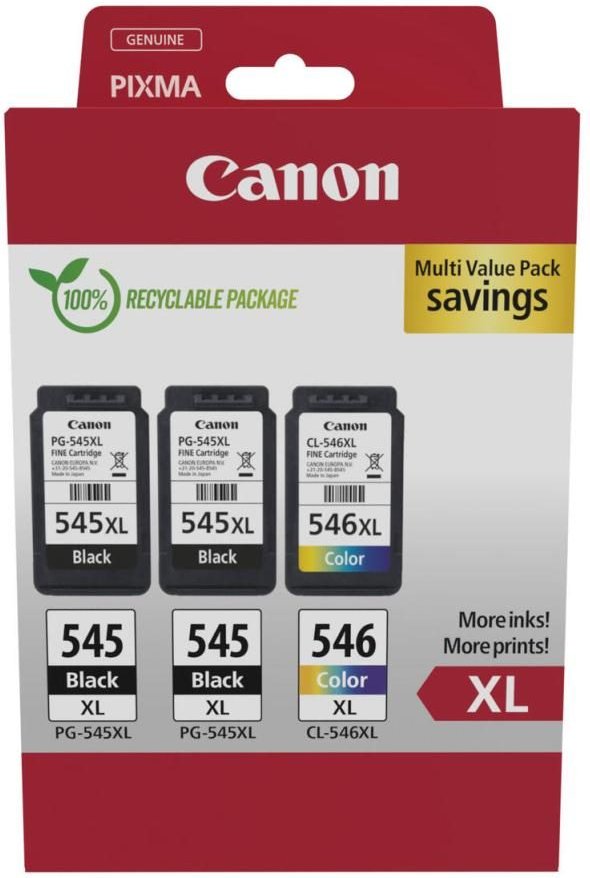 Canon Original PG-545XL + CL-546XL Druckerpatronen Multipack - 2 x schwarz / 1 x farbig (8286B013)