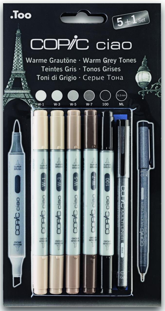 Thumbnail - COPIC® Ciao 5+1 Set Warm Grey Layoutmarker-Set 1.0 + 6.0 mm Mehrfarbig