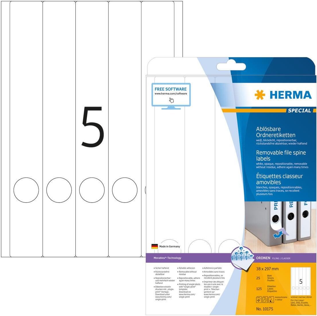 Thumbnail - HERMA Ordneretiketten 38,0 x 297,0 mm weiß