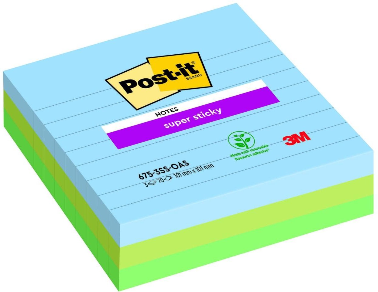 Post-it® Super Sticky Oasis Haftnotizen 10,0 x 10,0 cm