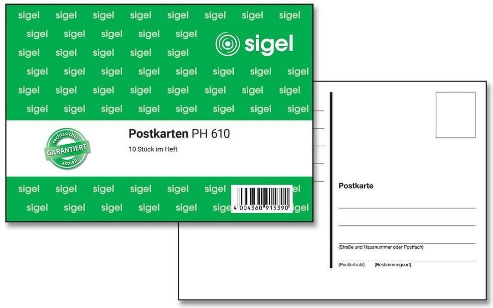 sigel Postkarte Formularbuch DIN A6 quer PH610 - 1 x 10 Blatt