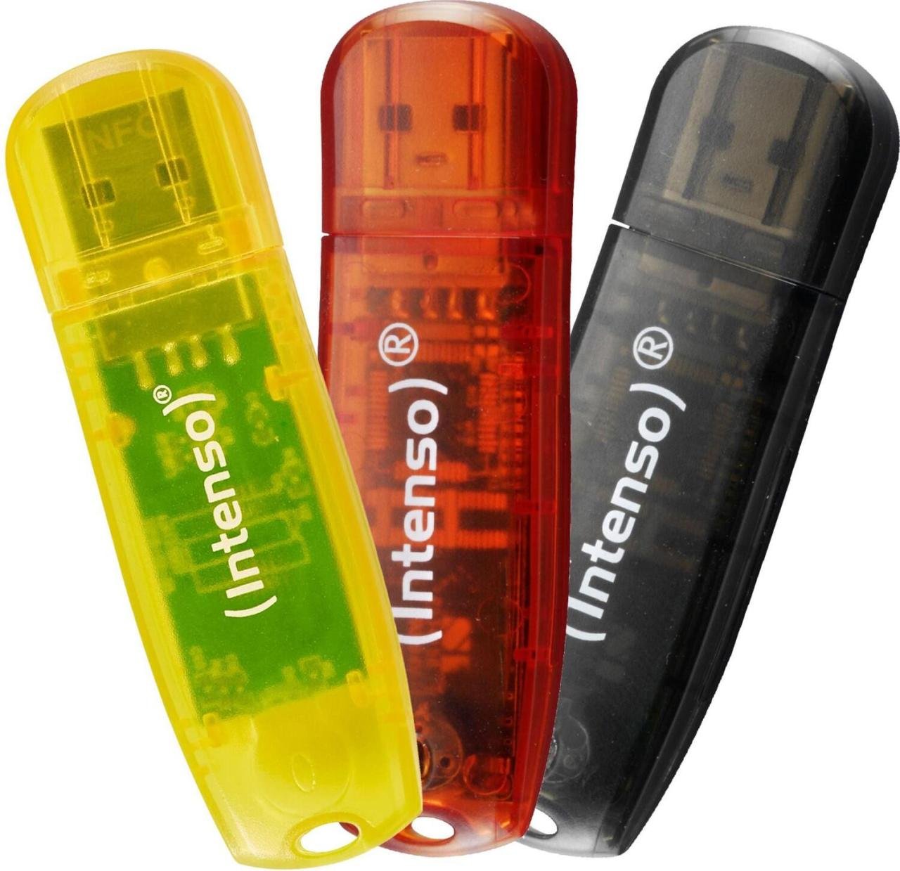 Intenso Rainbow Line 3x 32GB - schwarz, gelb und rot
