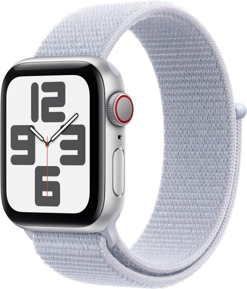 Apple Watch SE (GPS + Cellular) 40mm Aluminiumgehäuse silber, Sport Loop Armband blaue Wolke