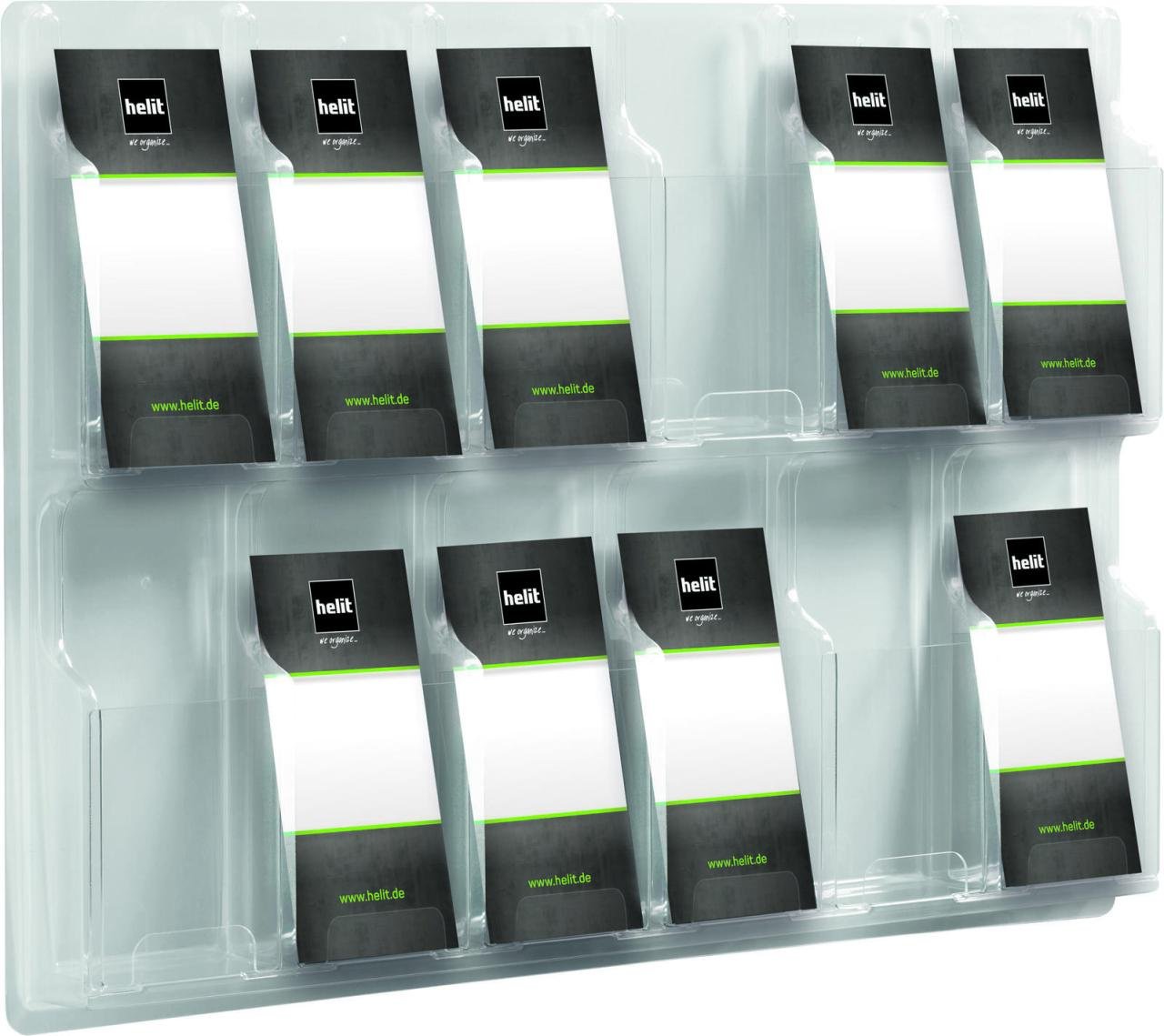 helit Wandprospekthalter 1/3 DIN A4 12-Fach transparent