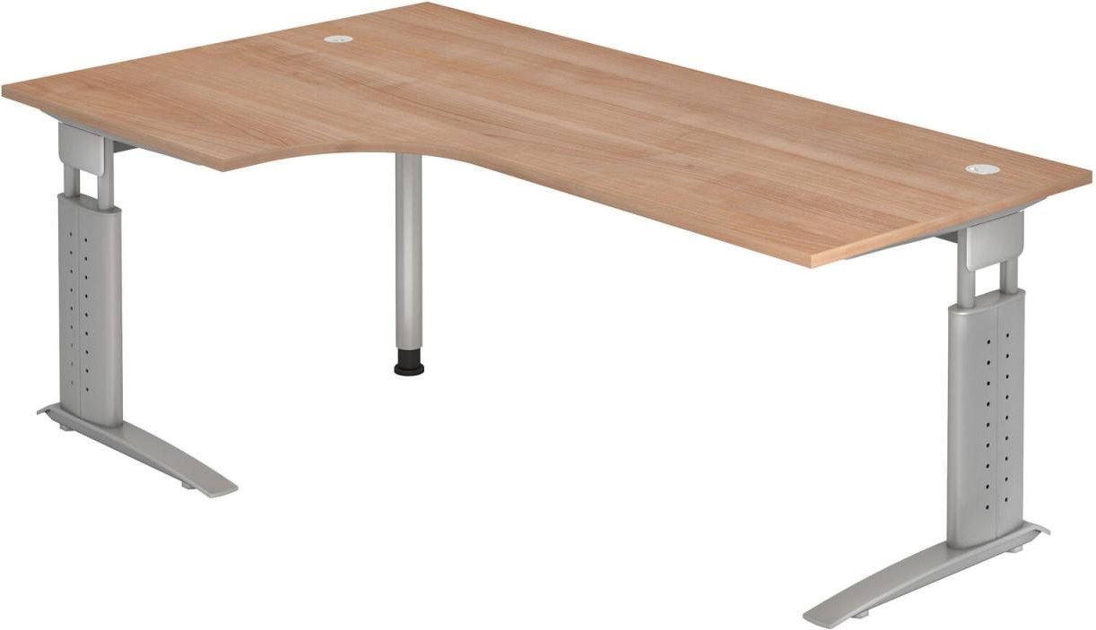 HAMMERBACHER VUS82/N/S höhenverstellbarer Schreibtisch 68 - 86 cm nussbaum / silber