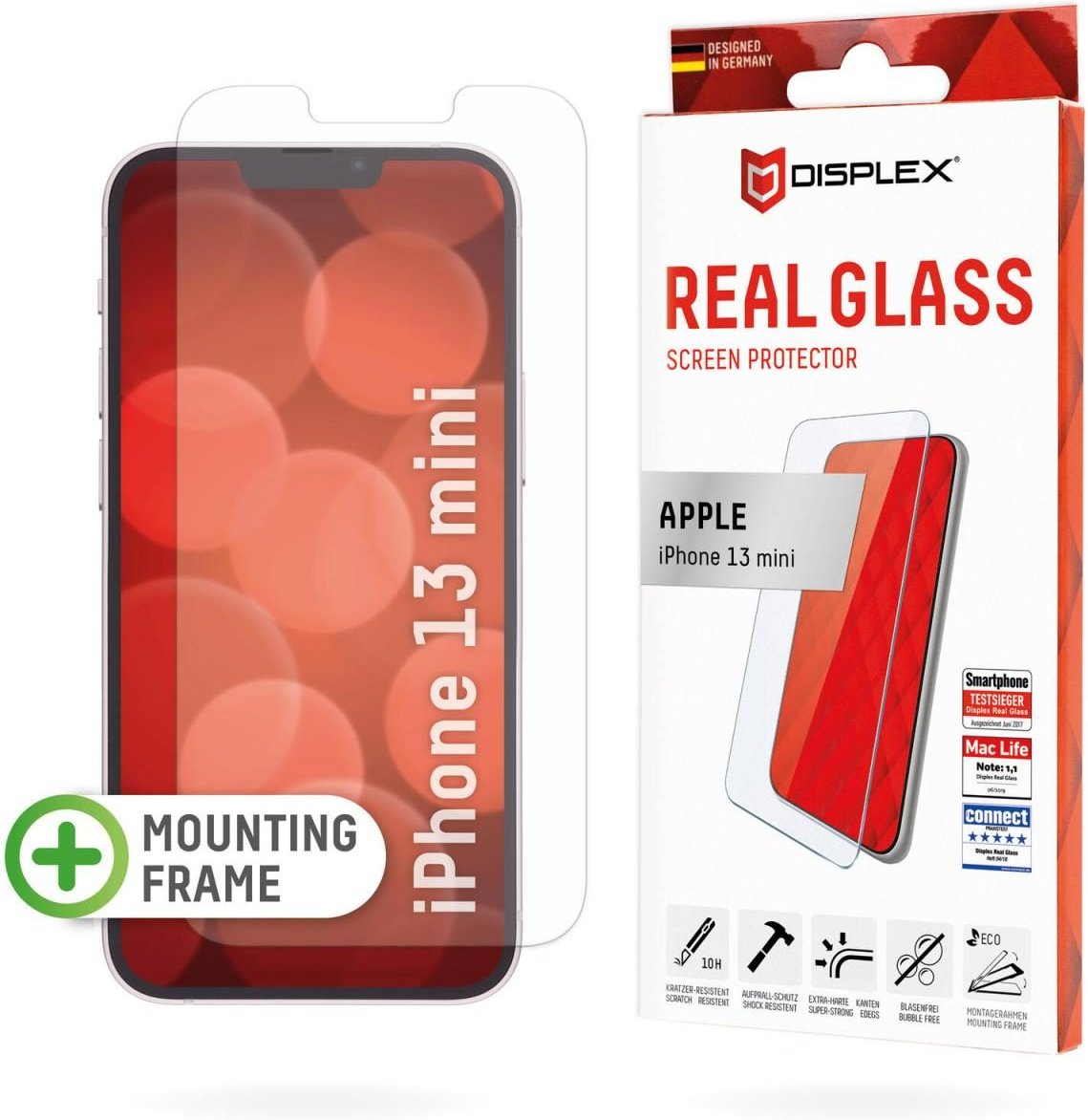Thumbnail - DISPLEX Panzerglas (10H, 2D) für Apple iPhone 13 mini, Eco-Montagerahmen, kratzer-resistent