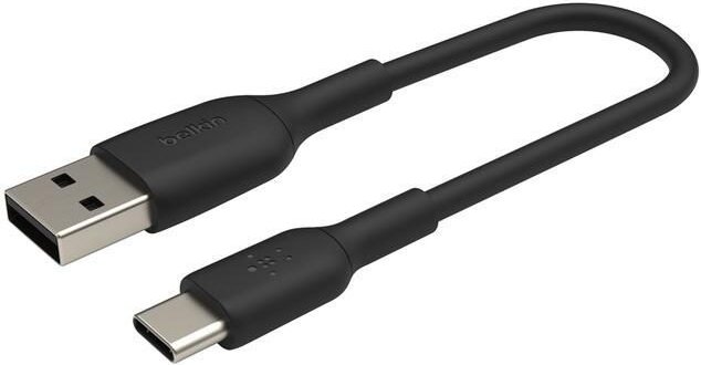 0 Belkin BoostCharge 15 cm USB-C/USB-A Kabel, schwarz