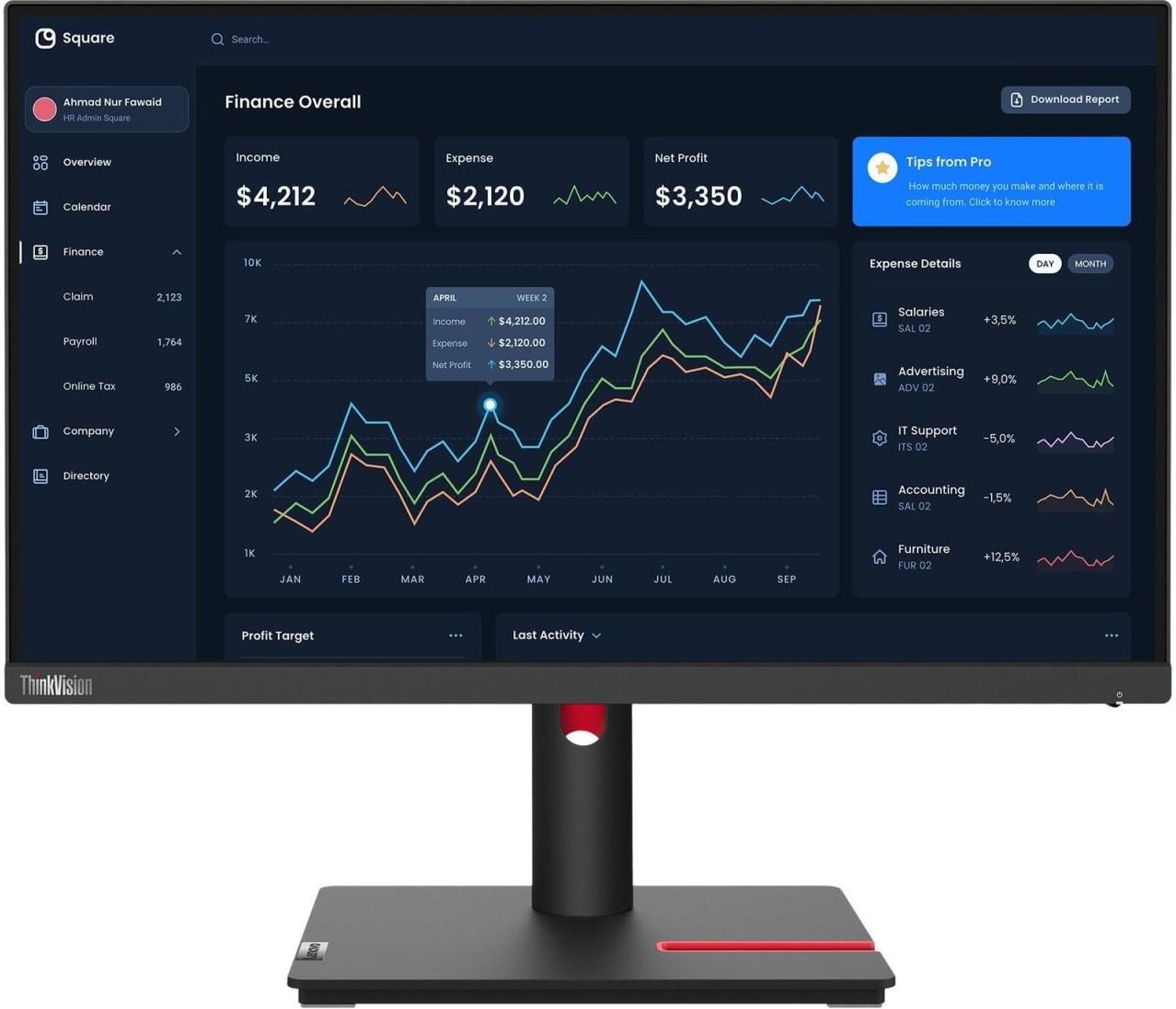 Lenovo ThinkVision T22i-30 Monitor 54,6cm (21,5 Zoll)
