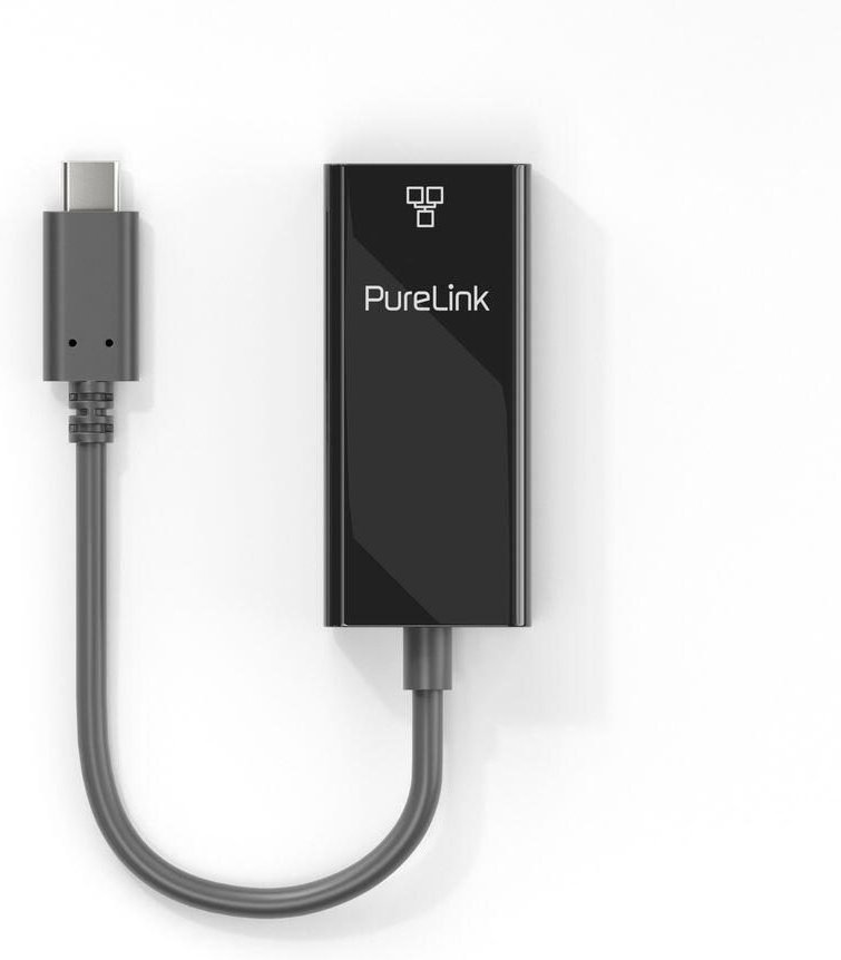 Thumbnail - PureLink USB-C auf Ethernet Adapter - Gigabit 1000Mbps - iSerie - schwarz - 0,10m