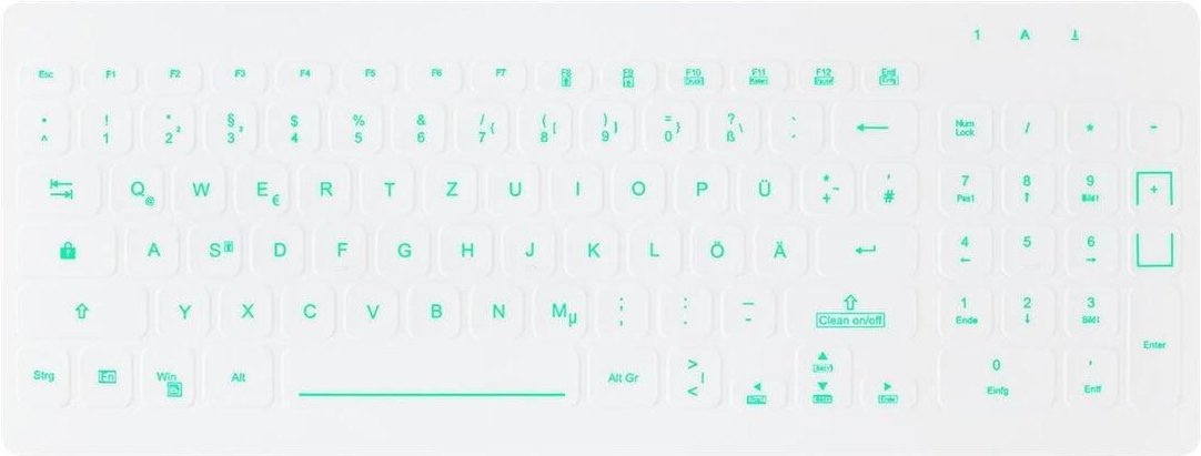 Active Key AK-CB7012 Hygiene Tastatur mit Beleuchtung - QWERTZ Deutsch - Weiß