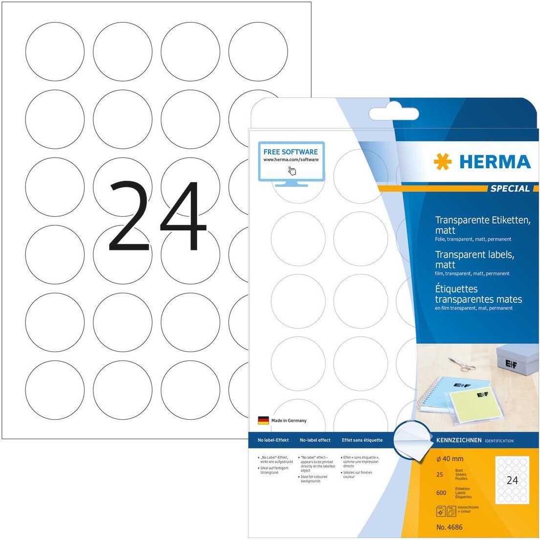 HERMA Folienetiketten 40,0 x 40,0 mm