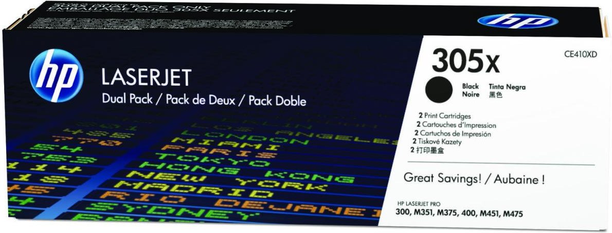 HP Original 305X Toner - schwarz Doppelpack (2x CE410X)