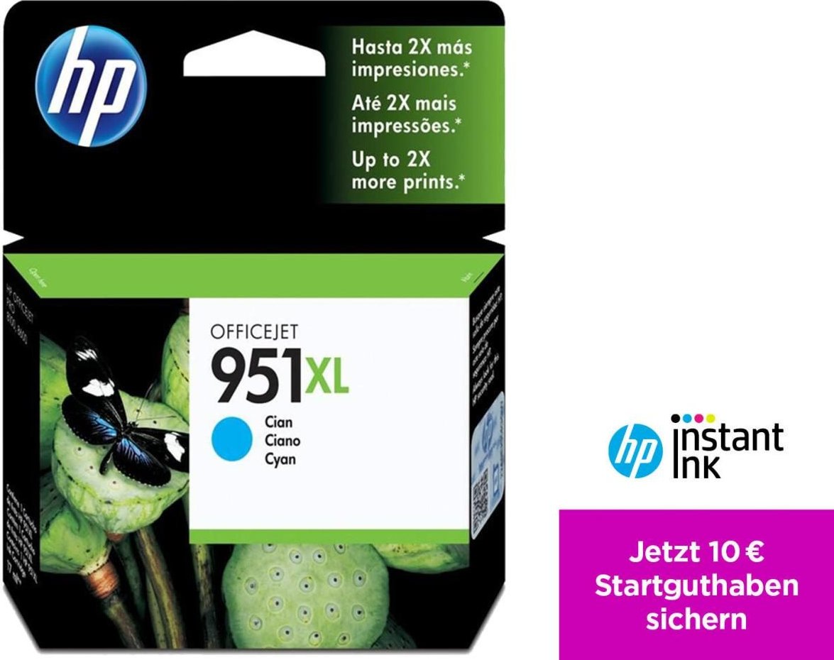 Bis zu 45€ Cashback sichern HP Original 951XL Druckerpatrone - cyan (CN046AE)