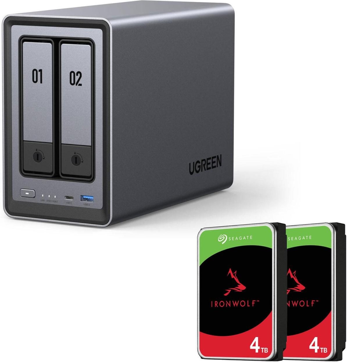 Ugreen NASync DXP2800 NAS System 2-Bay + SEAGATE Festplatte 8 TB (2 x 4 TB)