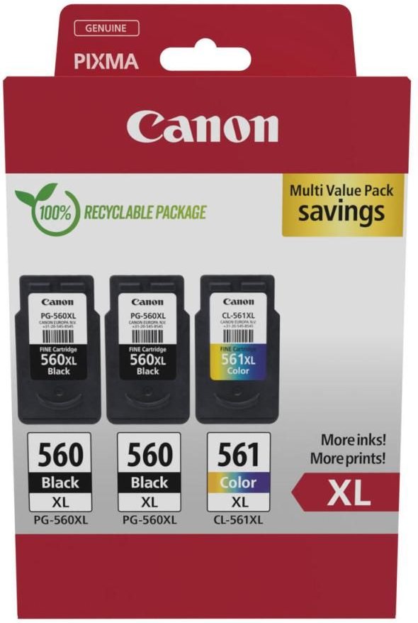 Canon Original PG-560XL + CL-561XL Druckerpatronen Multipack - 2 x schwarz / 1 x farbig (3712C009)