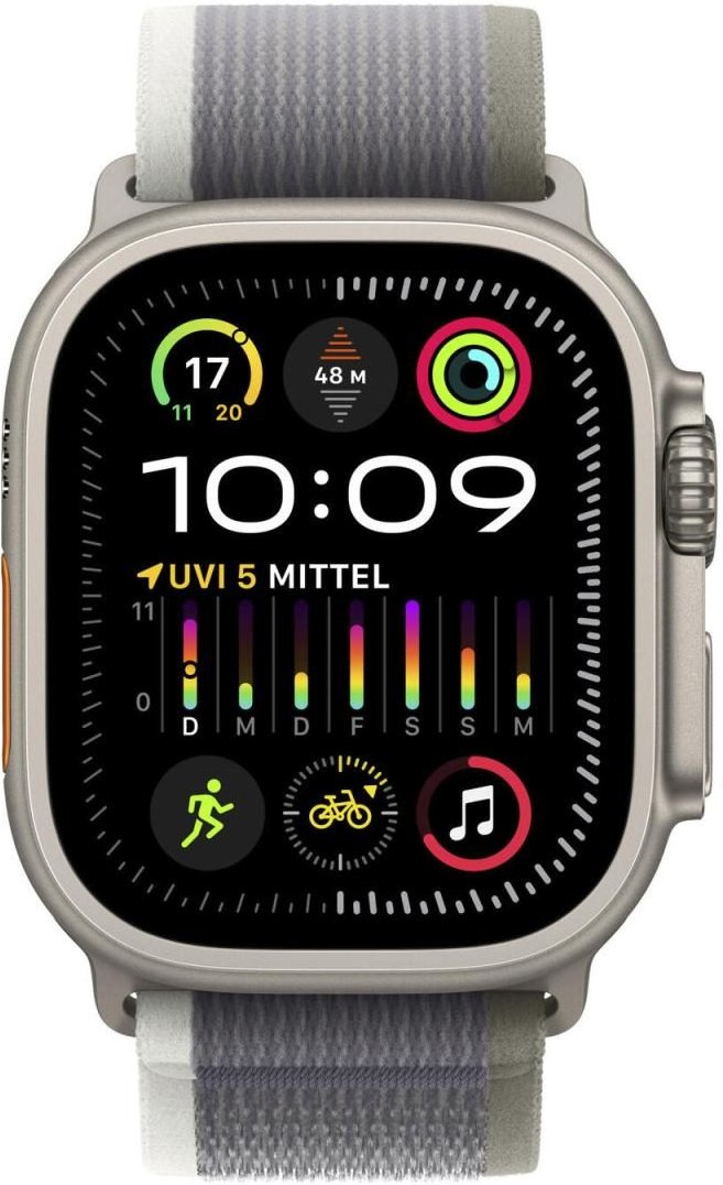 Apple Watch Ultra 2 (GPS + Cellular) 49mm Titaniumgehäuse, Trail Loop grün/grau, S/M
