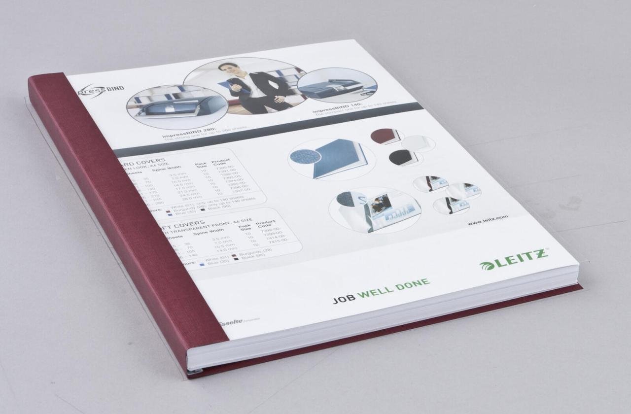 Thumbnail - LEITZ Buchbindemappen bordeaux für 106-140 Blatt DIN A4