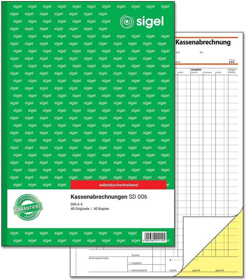 Thumbnail - sigel Kassenabrechnung Formularbuch SD006 - 2 x 40 Blatt