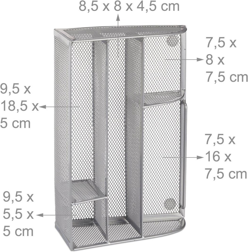 relaxdays Schreibtisch-Organizer 25,5 x 18,0 x 10,5 cm silber
